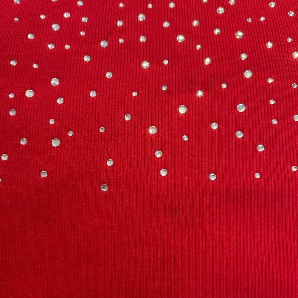 Red Sleeveless Women’s Top with Rhinestone Accents - Picture 5 of 5